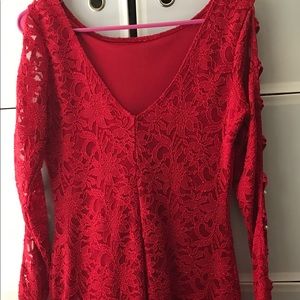 Imitation pearl and lace bodycon dress